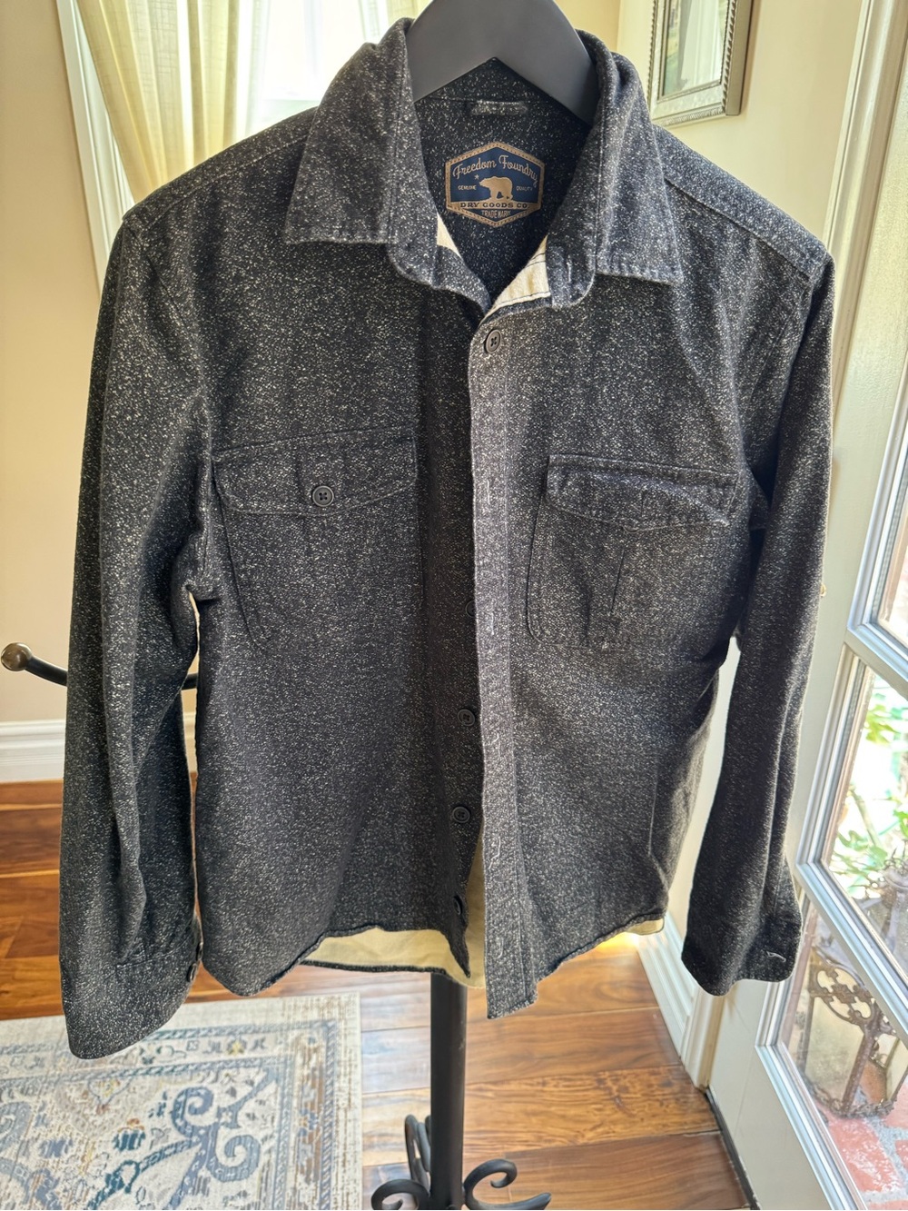 Freedom Foundry Men's Dark Gray Button-Up Jacket Flannel Size Medium